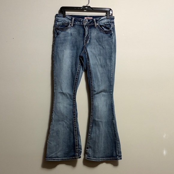 true luck Denim - True Luck Classic Women's Blue Flared Jeans 13/14 thick stitch